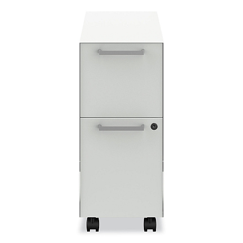 HON Fuse Mobile Slim Pedestal File, Left/Right, 2-Drawers: Box/File, Letter, Designer White, 10 x 23.25 x 21 (HAPTFNPJWL)