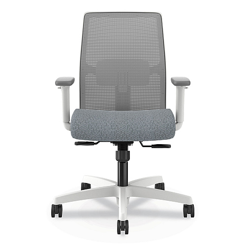HON Ignition 2.0 Mid-Back Mesh Task Chair, Posture Lock, Up to 300lb, Basalt Seat, Fog Back/White Base (I2LM1AFA25WX)