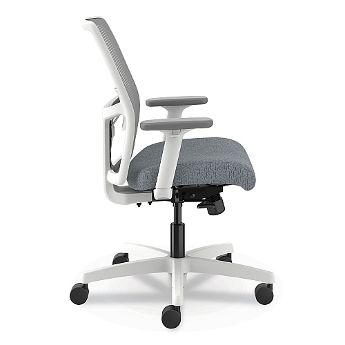 HON Ignition 2.0 Mid-Back Mesh Task Chair, Posture Lock, Up to 300lb, Basalt Seat, Fog Back/White Base (I2LM1AFA25WX)