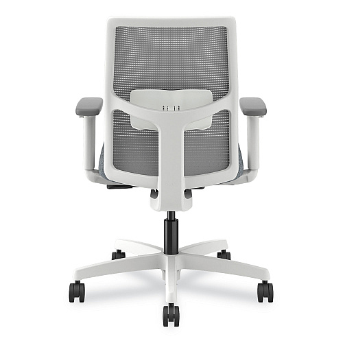 HON Ignition 2.0 Mid-Back Mesh Task Chair, Posture Lock, Up to 300lb, Basalt Seat, Fog Back/White Base (I2LM1AFA25WX)