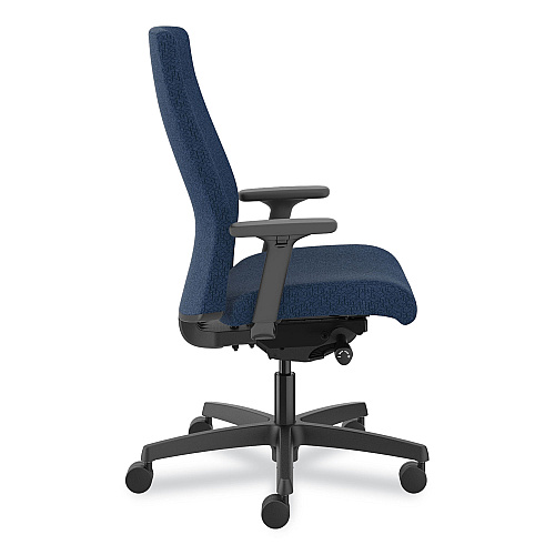 HON Ignition 2.0 Upholstered Mid-Back Task Chair, Supports 300 lb, 17" to 21.5" Seat Height, Navy Fabric Seat, Navy Fabric Back (I2U2AHAX13TK)