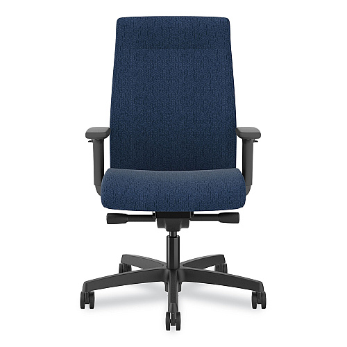 HON Ignition 2.0 Upholstered Mid-Back Task Chair, Supports 300 lb, 17" to 21.5" Seat Height, Navy Fabric Seat, Navy Fabric Back (I2U2AHAX13TK)