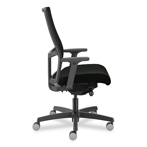 HON Ignition 2.0 Upholstered Mid-Back Task Chair, Supports Up to 300 lb, 17" to 21.5" Seat Height, Black Fabric Seat/Back (I2U2AHUR10TK)