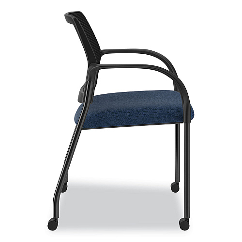 HON Ignition Series Guest Chair with Arms, 25" x 21.75" x 33.5", Navy Seat, Black Back, Black Base (IS107IMAPX13)