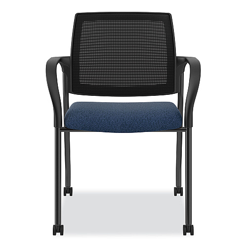 HON Ignition Series Guest Chair with Arms, 25" x 21.75" x 33.5", Navy Seat, Black Back, Black Base (IS107IMAPX13)