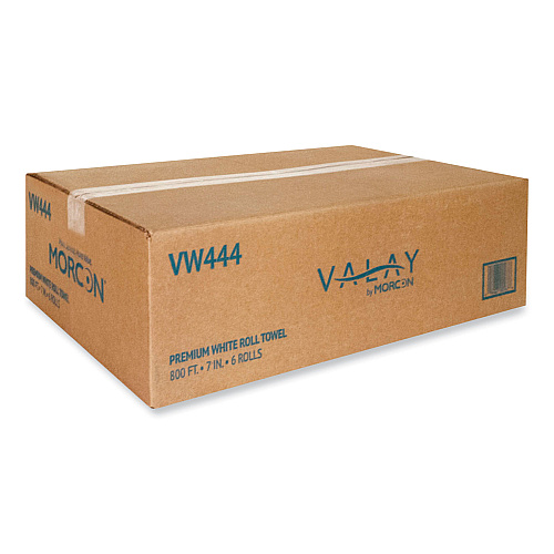 Morcon Paper Valay Proprietary Roll Towels, 1-Ply, 7" x 800 ft, White, 6 Rolls/Carton (VW444)