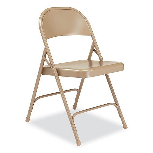 NPS 50 Series All-Steel Folding Chair, Supports Up to 500 lb, 16.75" Seat Height, Beige Seat, Beige Back, Beige Base, 4/Carton (51)