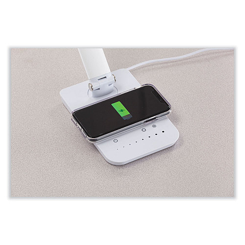 Safco Vamp LED Wireless Charging Lamp, Multi-pivot Neck, 16.75" High, Black (1009BL)