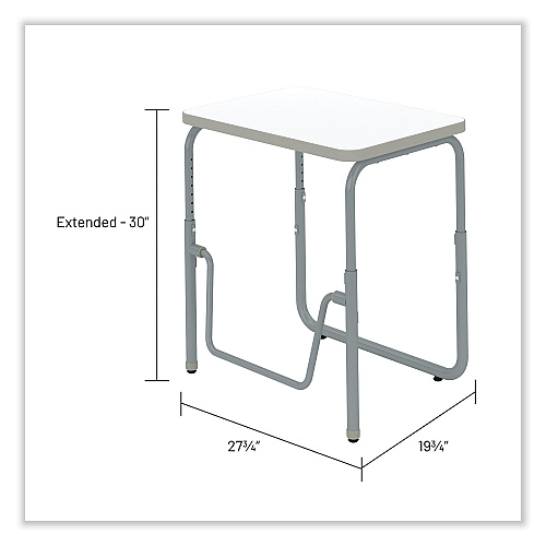 Safco AlphaBetter 2.0 Height-Adjust Student Desk with Pendulum Bar, 27.75 x 19.75 x 22 to 30, Dry Erase (1221DE)