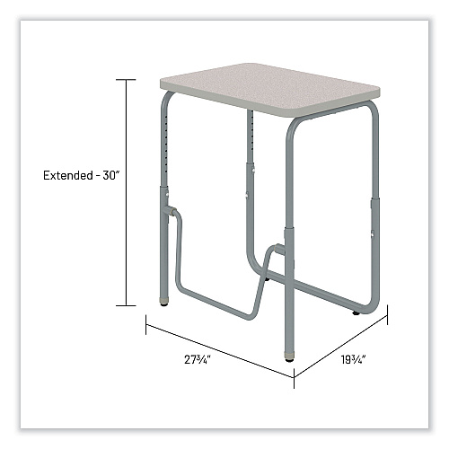 Safco AlphaBetter 2.0 Height-Adjustable Student Desk with Pendulum Bar, 27.75 x 19.75 x 22 to 30, Pebble Gray (1221GR)