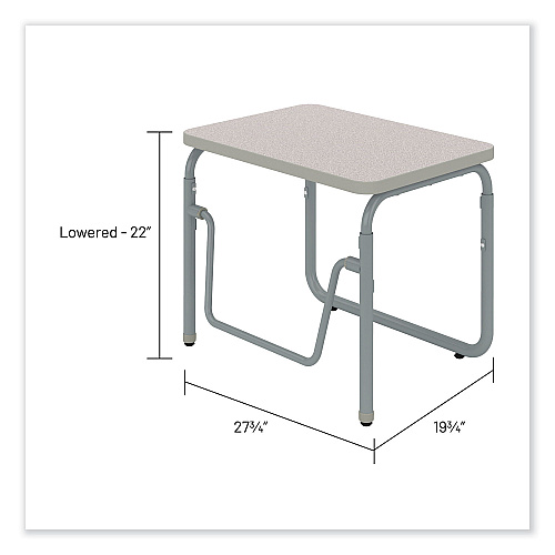 Safco AlphaBetter 2.0 Height-Adjustable Student Desk with Pendulum Bar, 27.75 x 19.75 x 22 to 30, Pebble Gray (1221GR)