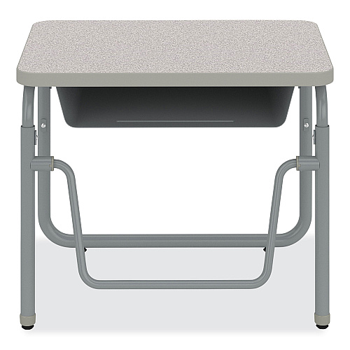Safco AlphaBetter 2.0 Height-Adjustable Student Desk with Pendulum Bar and Book Box, 27.75" x 19.75" x 22" to 30", Pebble Gray (1222GR)