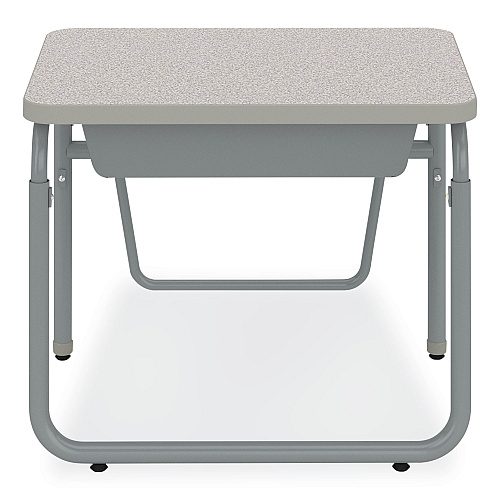 Safco AlphaBetter 2.0 Height-Adjustable Student Desk with Pendulum Bar and Book Box, 27.75" x 19.75" x 22" to 30", Pebble Gray (1222GR)