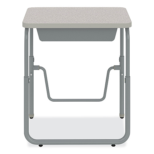 Safco AlphaBetter 2.0 Height-Adjustable Student Desk with Pendulum Bar and Book Box, 27.75" x 19.75" x 22" to 30", Pebble Gray (1222GR)