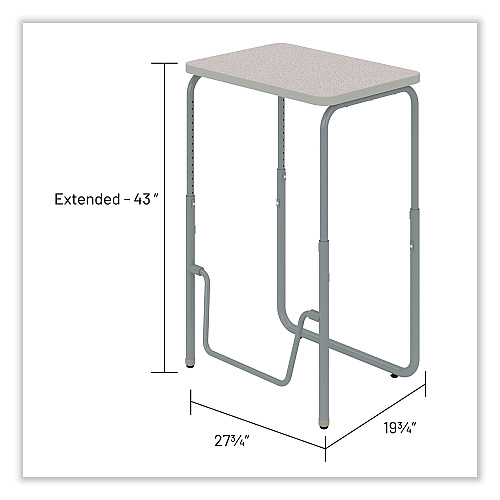 Safco AlphaBetter 2.0 Height-Adjustable Student Desk with Pendulum Bar, 27.75" x 19.75" x 29" to 43", Pebble Gray (1223GR)