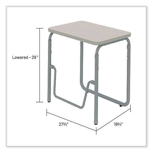 Safco AlphaBetter 2.0 Height-Adjustable Student Desk with Pendulum Bar, 27.75" x 19.75" x 29" to 43", Pebble Gray (1223GR)