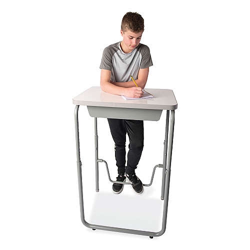 Safco AlphaBetter 2.0 Height-Adjustable Student Desk with Pendulum Bar and Book Box, 27.75 x 19.75 x 29 to 43, Dry Erase (1224DE)