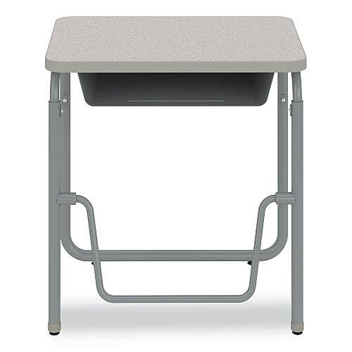 Safco AlphaBetter 2.0 Height-Adjustable Student Desk with Pendulum Bar and Book Box, 27.75 x 19.75 x 29 to 43, Pebble Gray (1224GR)