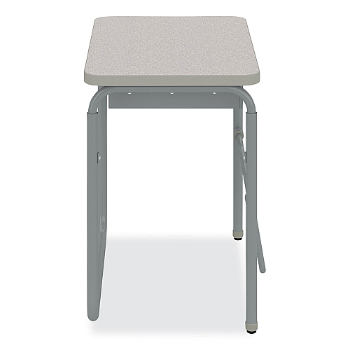 Safco AlphaBetter 2.0 Height-Adjustable Student Desk with Pendulum Bar and Book Box, 27.75 x 19.75 x 29 to 43, Pebble Gray (1224GR)