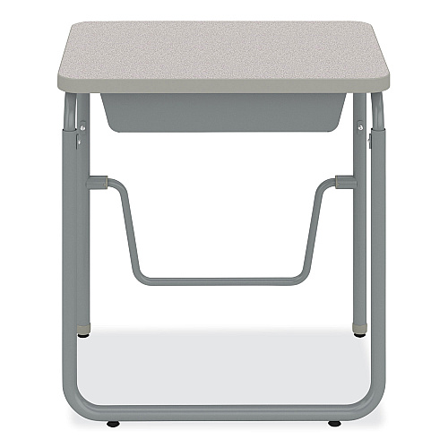 Safco AlphaBetter 2.0 Height-Adjustable Student Desk with Pendulum Bar and Book Box, 27.75 x 19.75 x 29 to 43, Pebble Gray (1224GR)
