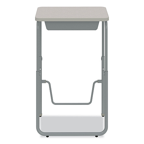 Safco AlphaBetter 2.0 Height-Adjustable Student Desk with Pendulum Bar and Book Box, 27.75 x 19.75 x 29 to 43, Pebble Gray (1224GR)