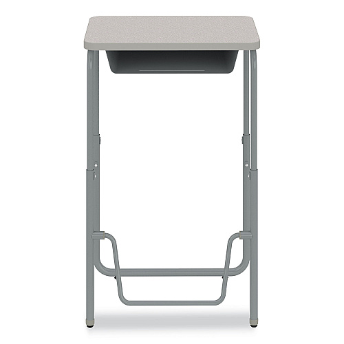 Safco AlphaBetter 2.0 Height-Adjustable Student Desk with Pendulum Bar and Book Box, 27.75 x 19.75 x 29 to 43, Pebble Gray (1224GR)