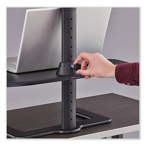 Safco Stance Height-Adjustable Laptop Stand, 26.9 x 18 x 1.25 to 15.75, Black, Supports 15 lbs (2180BL)
