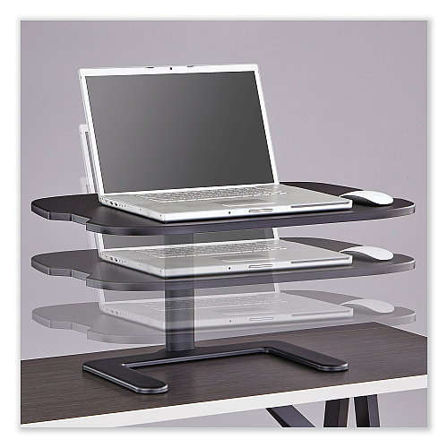 Safco Stance Height-Adjustable Laptop Stand, 26.9 x 18 x 1.25 to 15.75, Black, Supports 15 lbs (2180BL)
