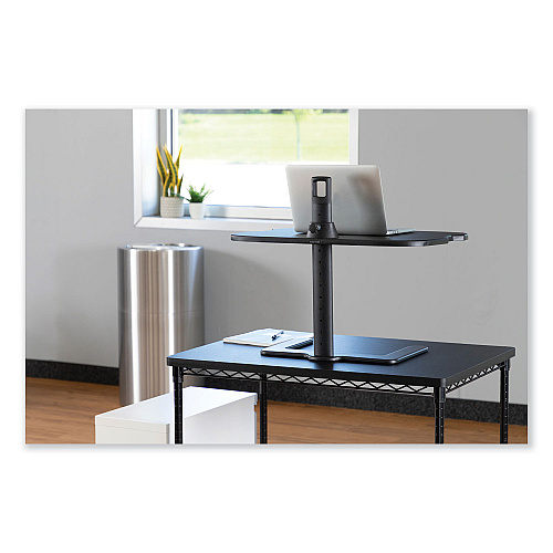 Safco Stance Height-Adjustable Laptop Stand, 26.9 x 18 x 1.25 to 15.75, Black, Supports 15 lbs (2180BL)