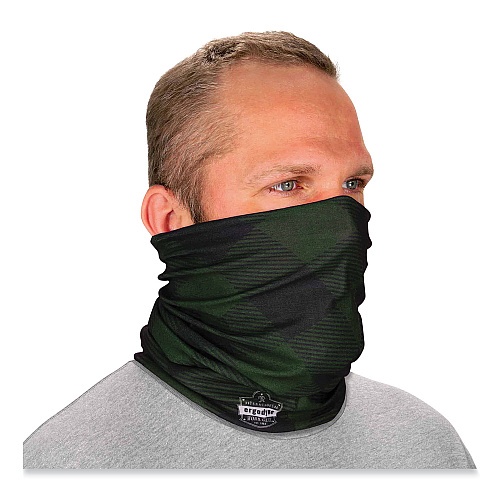 ergodyne Chill-Its 6485 Multi-Band, Polyester, One Size Fits Most, Green Buffalo Plaid (42212)