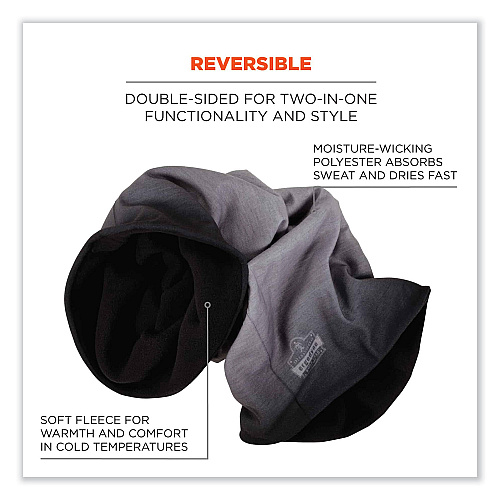 ergodyne N-Ferno 6491 Reversible Thermal Fleece + Poly Multi-Band, One Size Fits Most, Light Gray Fade (42322)