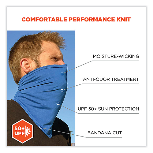 ergodyne Chill-Its 6482 Cooling Neck Gaiter Bandana Pocket Kit, Polyester/Spandex, Large/X-Large, Blue (42136)