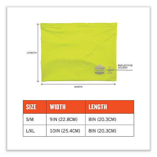 ergodyne Chill-Its 6489 2-Layer Cooling Performance Knit Multi-Band, Polyester/Spandex, Small/Medium, Hi-Vis Lime (42144)