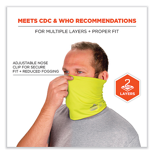 ergodyne Chill-Its 6489 2-Layer Cooling Performance Knit Multi-Band, Polyester/Spandex, Large/X-Large, Hi-Vis Lime (42145)