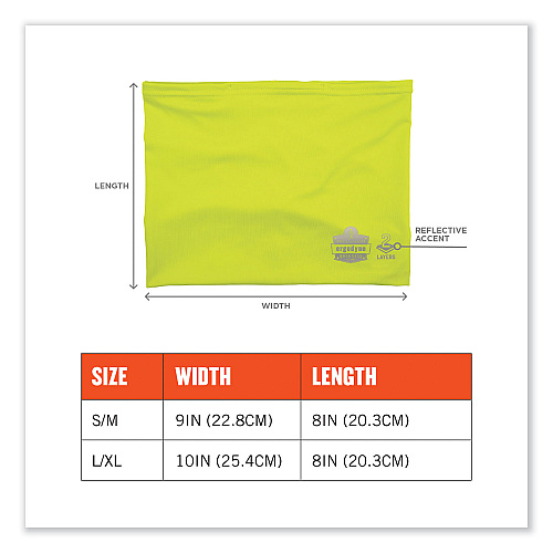 ergodyne Chill-Its 6489 2-Layer Cooling Performance Knit Multi-Band, Polyester/Spandex, Large/X-Large, Hi-Vis Lime (42145)
