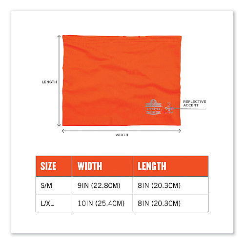 ergodyne Chill-Its 6489 2-Layer Cooling Performance Knit Multi-Band, Polyester/Spandex, Small/Medium, Hi-Vis Orange (42146)