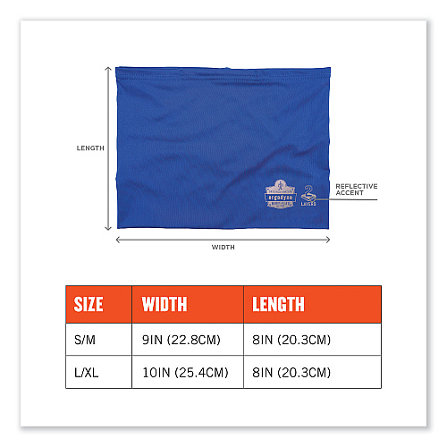 ergodyne Chill-Its 6489 2-Layer Cooling Performance Knit Multi-Band, Polyester/Spandex, Small/Medium, Blue (42148)