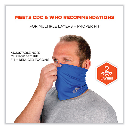 ergodyne Chill-Its 6489 2-Layer Cooling Performance Knit Multi-Band, Polyester/Spandex, Large/X-Large, Blue (42149)