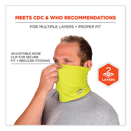 ergodyne Chill-Its 6489 2-Layer Cooling Performance Knit MultiBand, Polyester/Spandex, 2X-Large/3X-Large, Hi-Vis Lime (42151)