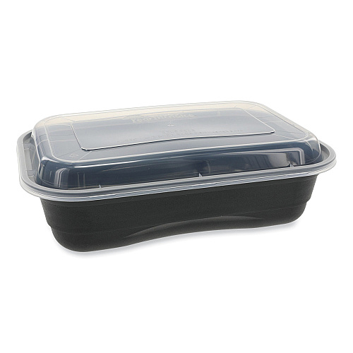 Pactiv EarthChoice Versa2Go Microwaveable Container, 36 oz, 8.4 x 5.6 x 2, Black/Clear, Plastic, 150/Carton (NV2GRT3688B)
