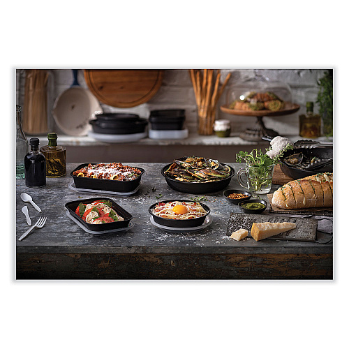 Pactiv EarthChoice Versa2Go Microwaveable Container, 36 oz, 8.4 x 5.6 x 2, Black/Clear, Plastic, 150/Carton (NV2GRT3688B)
