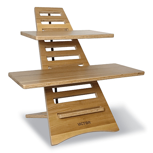Victor DC175A High Rise Acacia Wood Laptop Standing Desk, 24.7x11.8x24, Brown Woodgrain, Supports 20 lbs