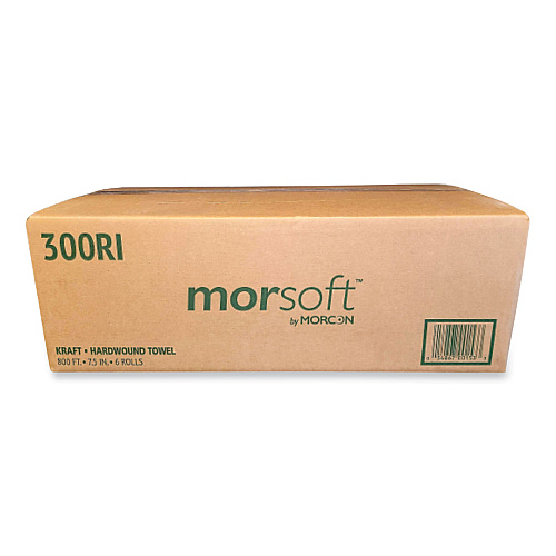 Morcon Paper Morsoft Controlled Towels, I-Notch, 1-Ply, 7.5" x 800 ft, Kraft, 6 Rolls/Carton (300RI)