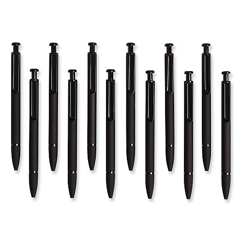 U Brands Monterey Soft Touch Ballpoint Pen, Retractable, Medium 1 mm, Black Ink, Midnight Barrel, 12/Pack (3786U0124)