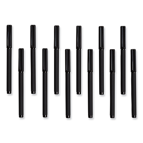 U Brands Catalina Soft Touch Porous Point Pen, Stick, Fine 0.7 mm, Black Ink, Black Barrel, Dozen (5007U0124)