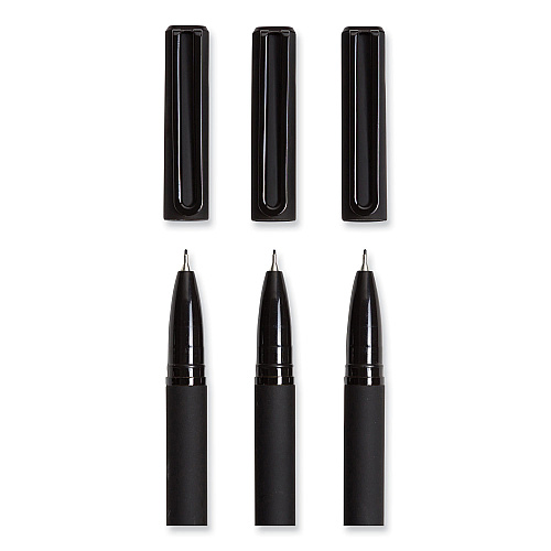 U Brands Catalina Soft Touch Porous Point Pen, Stick, Fine 0.7 mm, Black Ink, Black Barrel, Dozen (5007U0124)