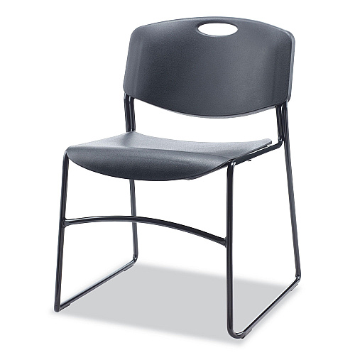 Alera Resin Stacking Chair, Supports Up to 275 lb, 18.50" Seat Height, Black Seat, Black Back, Black Base, 4/Carton (ALECA671)