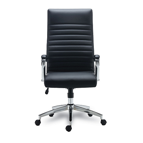 Alera Eddleston Leather Manager Chair, Supports Up to 275 lb, Black Seat/Back, Chrome Base (ALEED41B19)