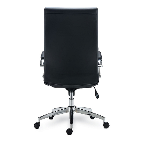 Alera Eddleston Leather Manager Chair, Supports Up to 275 lb, Black Seat/Back, Chrome Base (ALEED41B19)