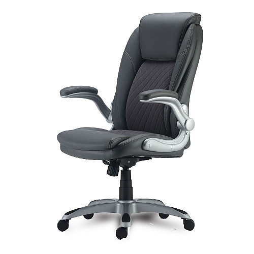 Alera Leithen Bonded Leather Midback Chair, Supports Up to 275 lb, Gray Seat/Back, Silver Base (ALELT4219)